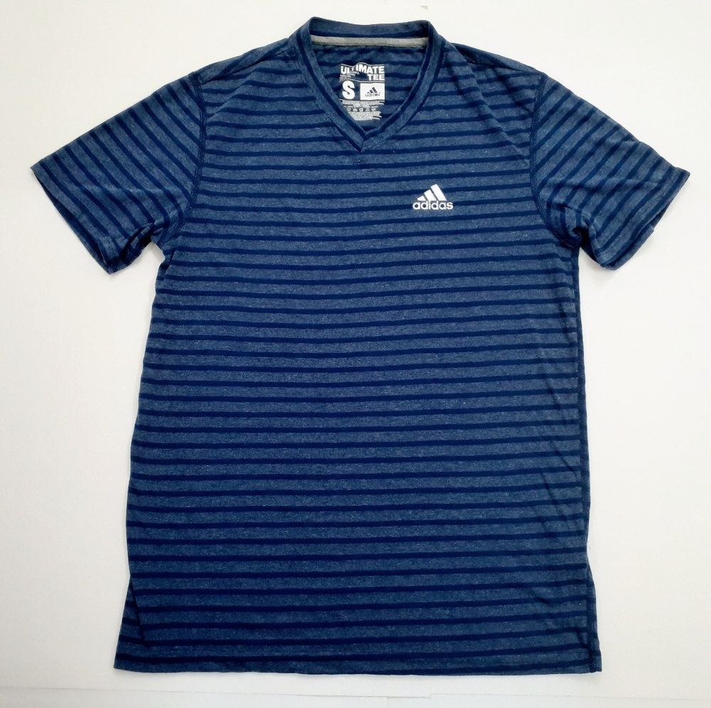 Adidas Striped Climalite V-Neck T-Shirt